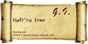 Győry Irma névjegykártya